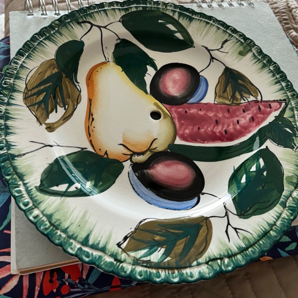 ANTIQUE CERAMIC 2 PIECE HANDMADE SERVING DISH FROM THE 1970’S - Picture 6 of 13